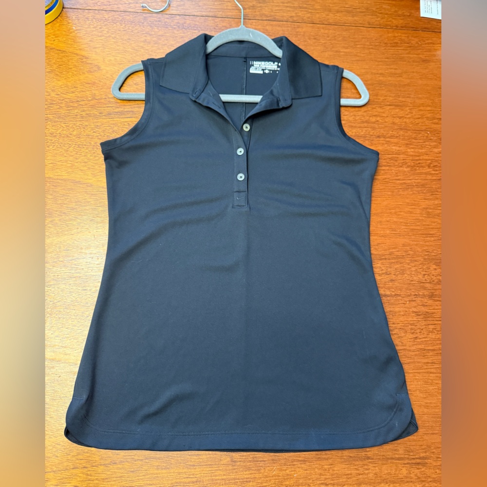 Nike Black Sleeveless Polo Top